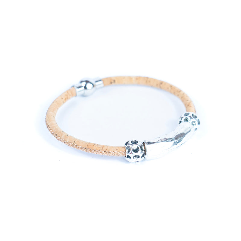 5mm round cork wire and alloy fittings tube handmade unisex fashion bracelet DBR-004-MIX-5