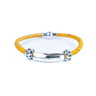 5mm round cork wire and alloy fittings tube handmade unisex fashion bracelet DBR-004-MIX-5