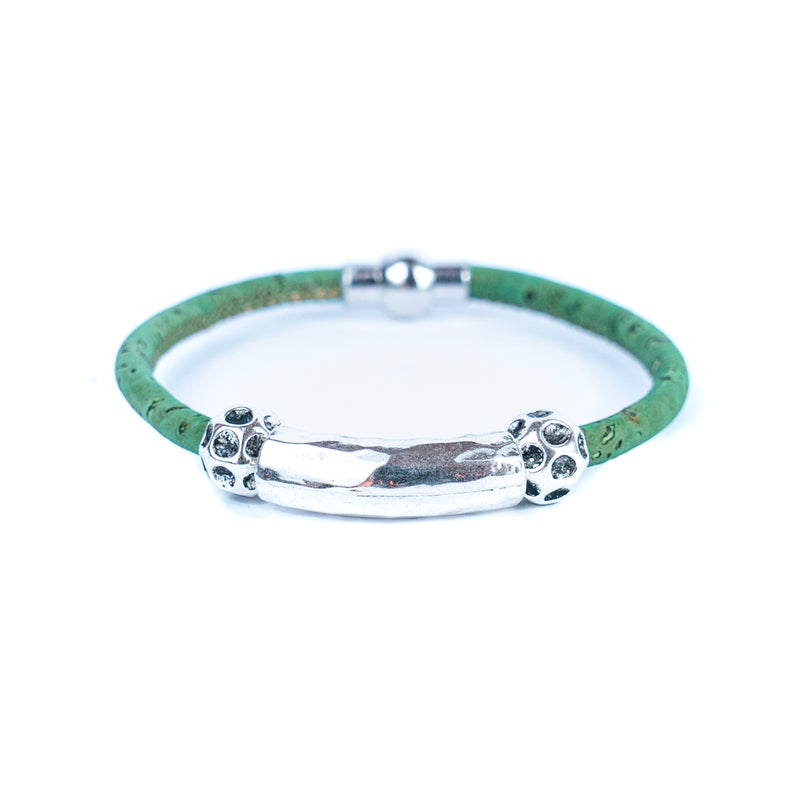 5mm round cork wire and alloy fittings tube handmade unisex fashion bracelet DBR-004-MIX-5