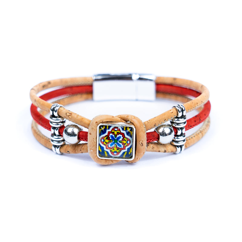 Cork jewelry cork bracelet for women colorful Cork handmade BR-515-MIX-5