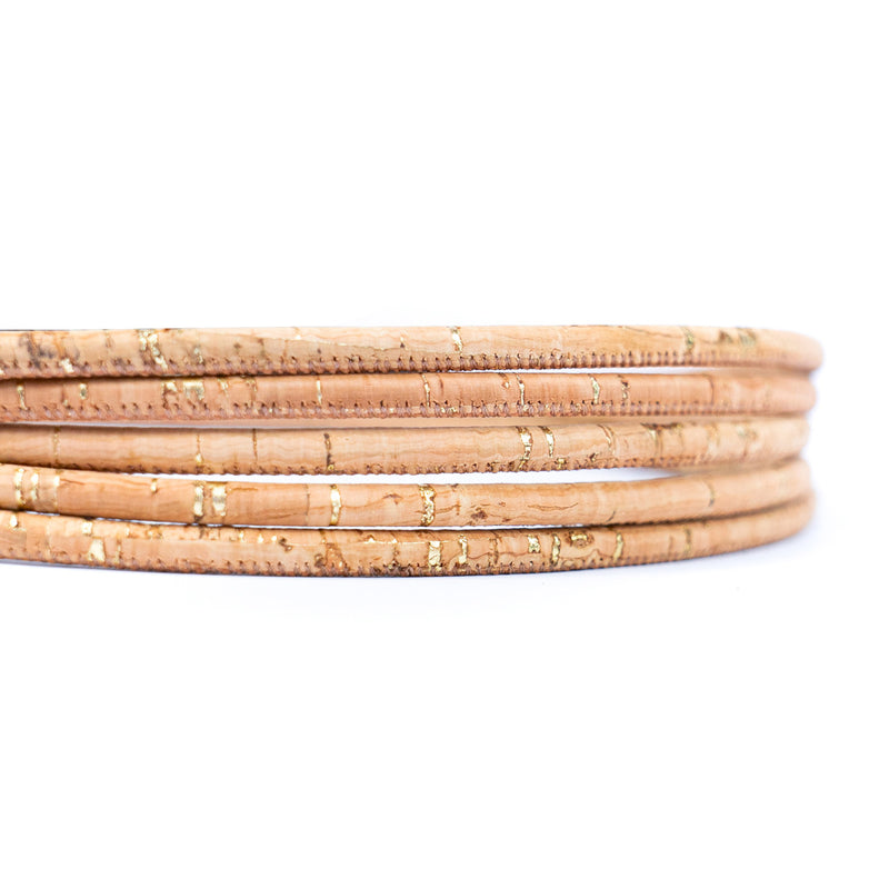 5mm Natural and Gold cork cord COR-548(10meters)
