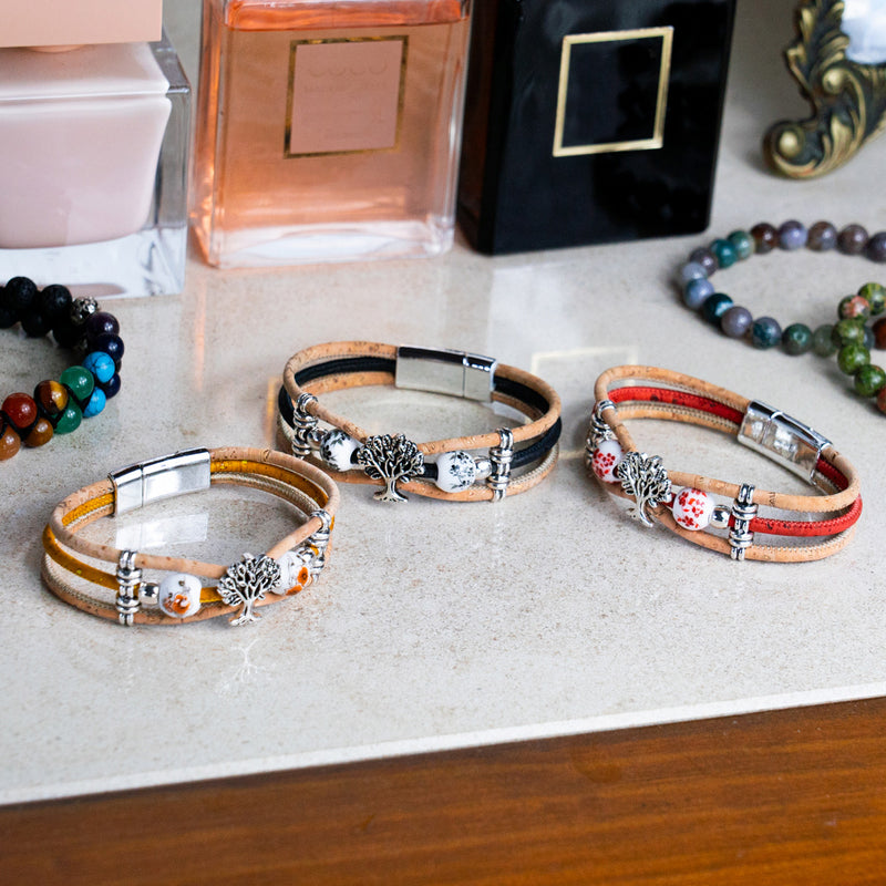 Cork jewelry cork bracelet for women colorful Cork handmade BR-108-MIX-5-new