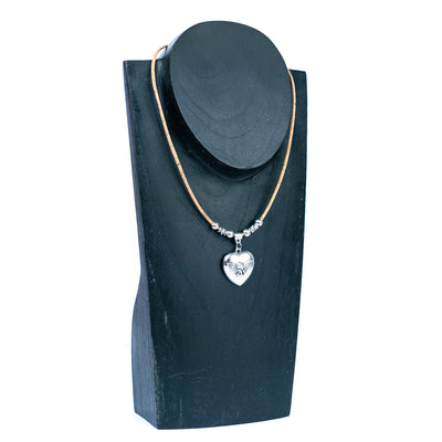 2mm round Natural cork cord and alloy hardware heart angel pendant handmade necklace for women NE-1035-5