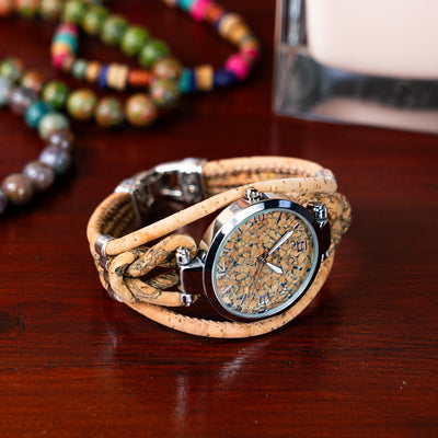 Handmade cork watch for women WA-292-B-WITH BOX