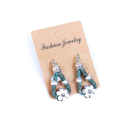 colorful colors cork cord and flower accessories handmade earrings-ER-170-MIX-5