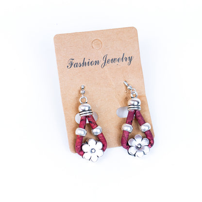 colorful colors cork cord and flower accessories handmade earrings-ER-170-MIX-5