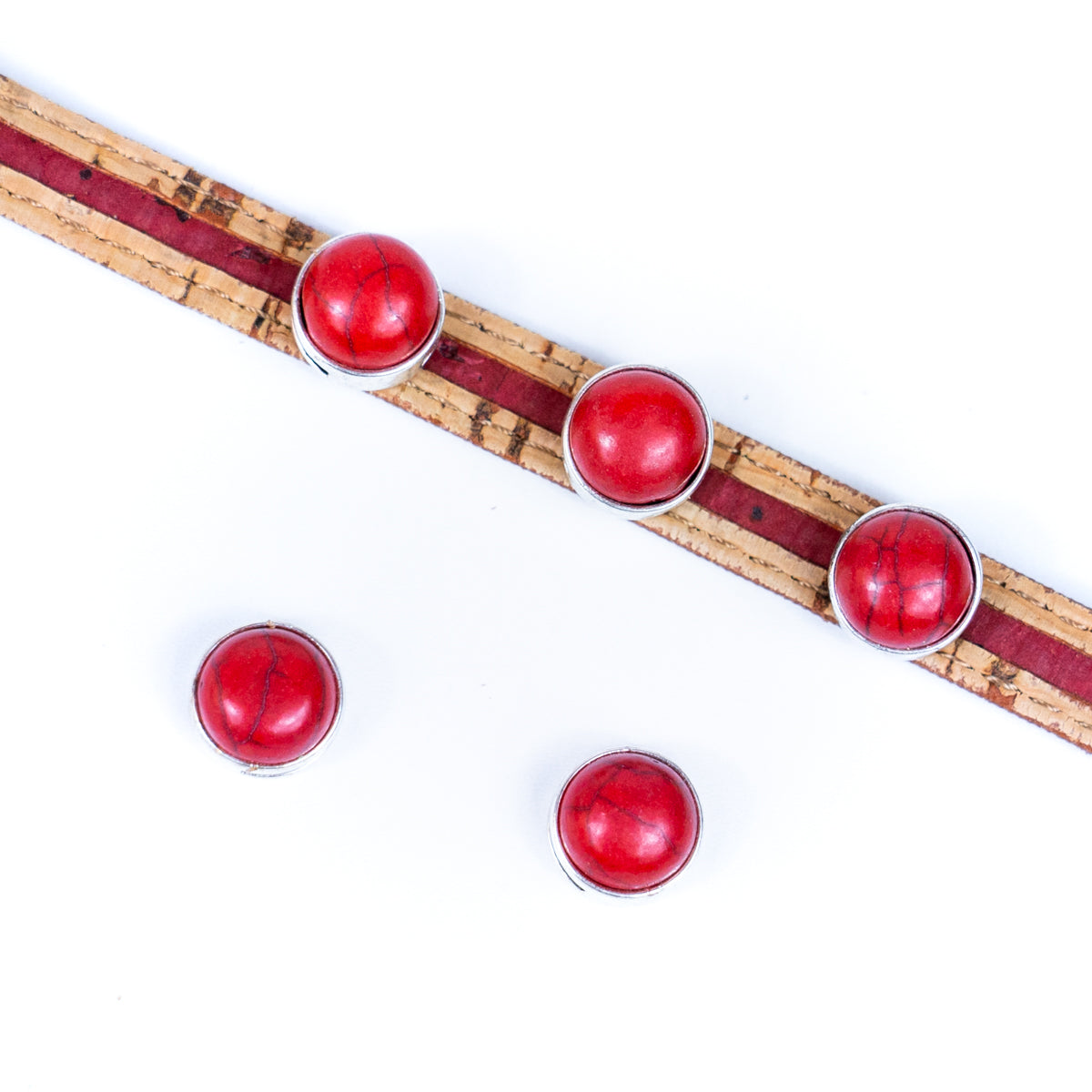 20 Pcs for 5mm flat leather, Antique silver with white turquoise slider beads, jewelry supplies jewelry finding D-1-10-153