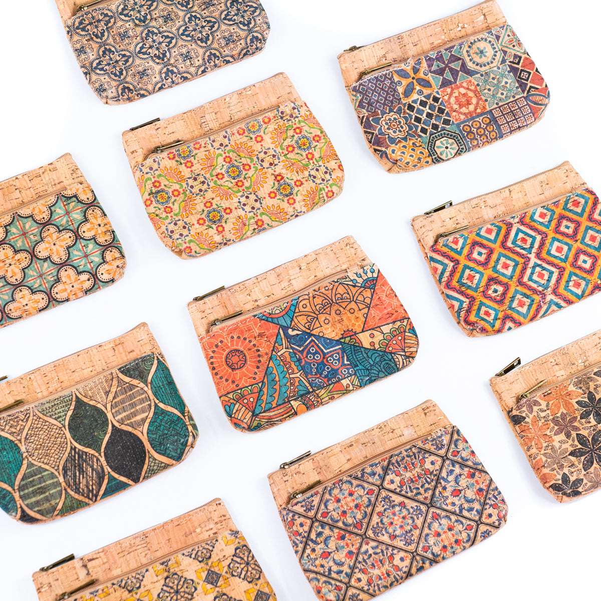 Double Zipper Cork Pouch Coin Purse BAGD-302