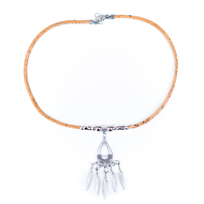 natural cork  handmade women's cork necklace N-183-5