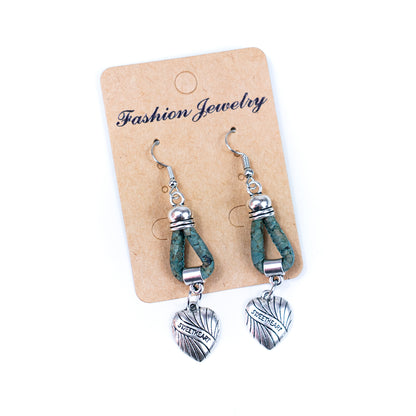 Natural Handmade Cork heart Earrings for Women-ER-158-MIX-5