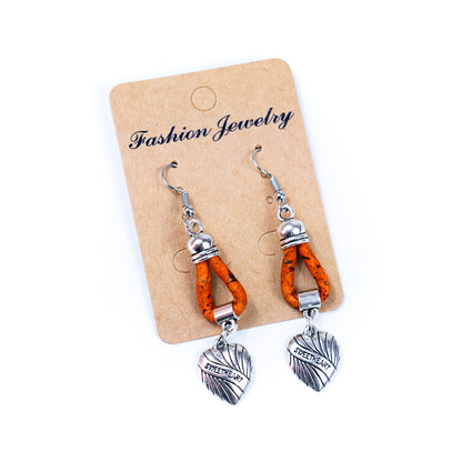 Natural Handmade Cork heart Earrings for Women-ER-158-MIX-5