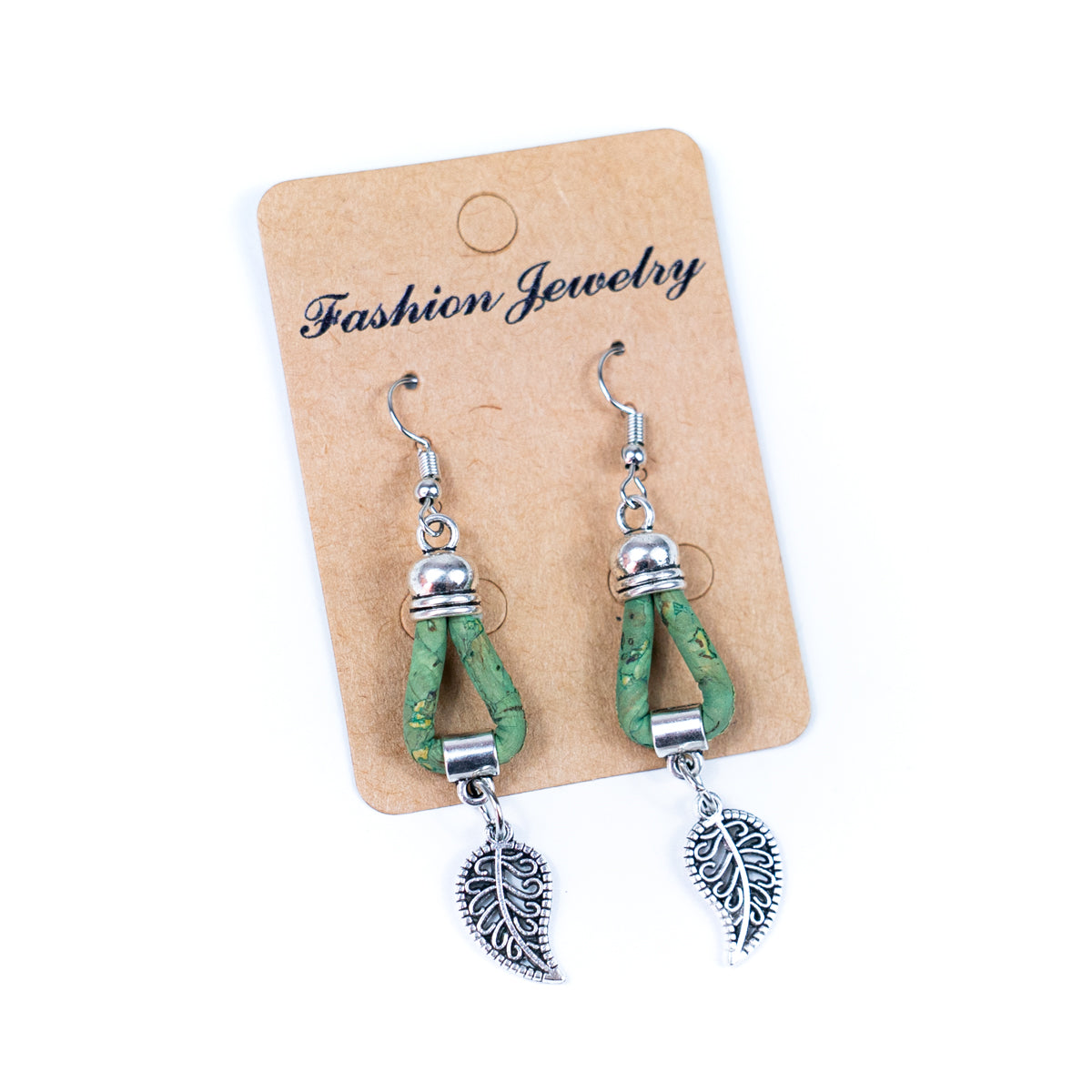 Natural Handmade Cork small leaves Earrings for Women-ER-159-MIX-5