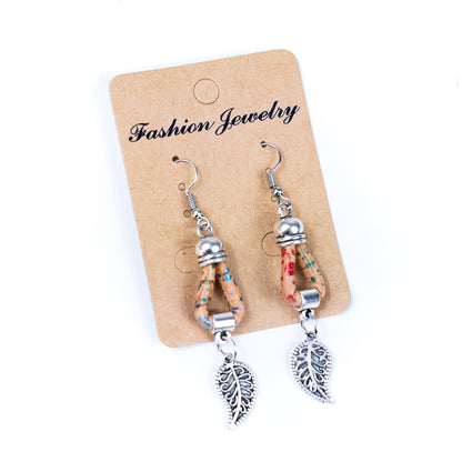 Natural Handmade Cork small leaves Earrings for Women-ER-159-MIX-5