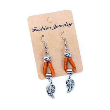 Natural Handmade Cork small leaves Earrings for Women-ER-159-MIX-5