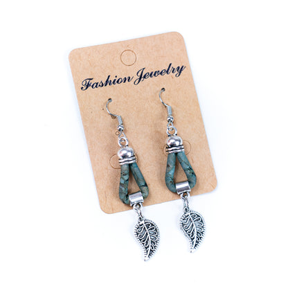 Natural Handmade Cork small leaves Earrings for Women-ER-159-MIX-5