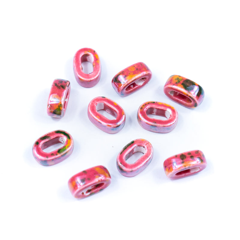 10pcs about 5*11mm flat Ceramic Slider , Jewelry Finding D-2-40