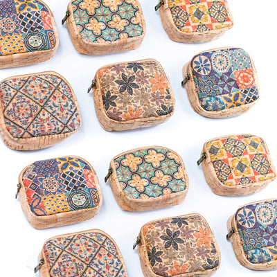 （5units）cork coin purse cube pattern wallet BAGF-002