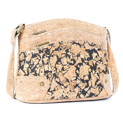 Women's Triple-Zip Crossbody Bag – Crafted from Cork and Coffee Grounds BAG-2340