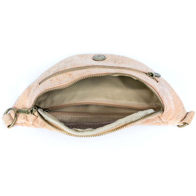 Natural Cork Sling Bag for Women with Adjustable Strap and Metal Zippers SLING-BAG-2312