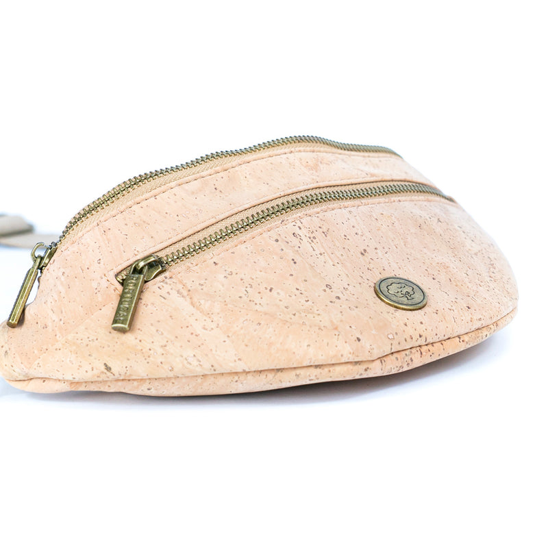 Natural Cork Sling Bag for Women with Adjustable Strap and Metal Zippers SLING-BAG-2312