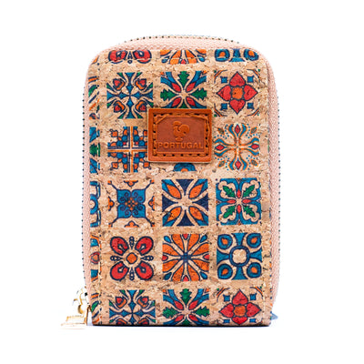 Natural Cork Floral Print Women's Credit card purse (12units) BAGD-185-MIX-12