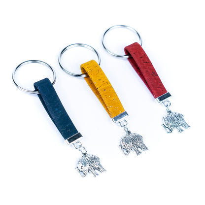 Colorful cork and elephant accessories  handmade keychains I-091-MIX-10