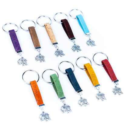 Colorful cork and elephant accessories  handmade keychains I-091-MIX-10