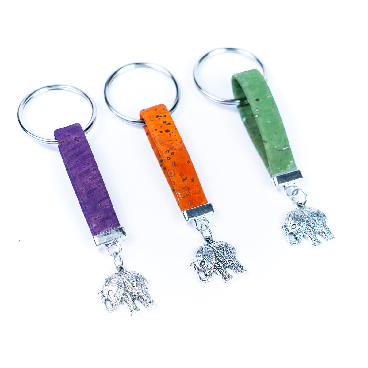 Colorful cork and elephant accessories  handmade keychains I-091-MIX-10