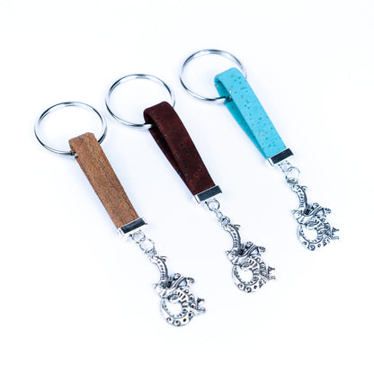 Colorful cork and Crocodile accessories handmade keychains I-093-MIX-10