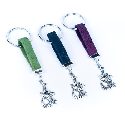 Colorful cork and Crocodile accessories handmade keychains I-093-MIX-10