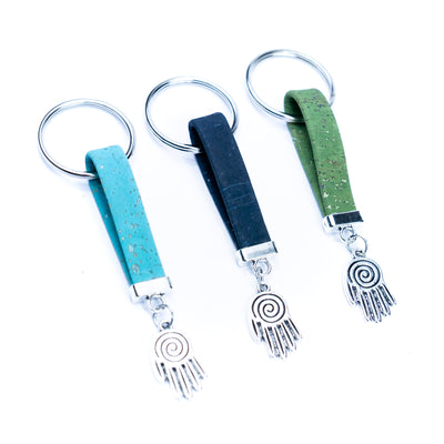 Colorful cork and Hand of Fatima accessories handmade keychains I-094-MIX-10