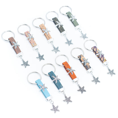 Heart Pendant Handmade Cork Keychain  I-082-MIX-10