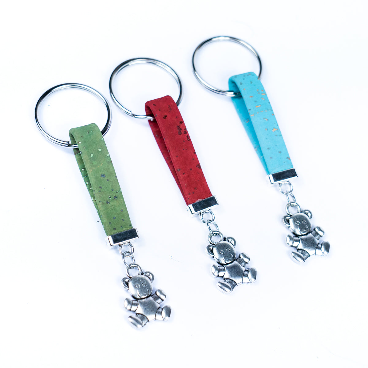 Colorful cork and bear accessories handmade keychains I-096-MIX-10