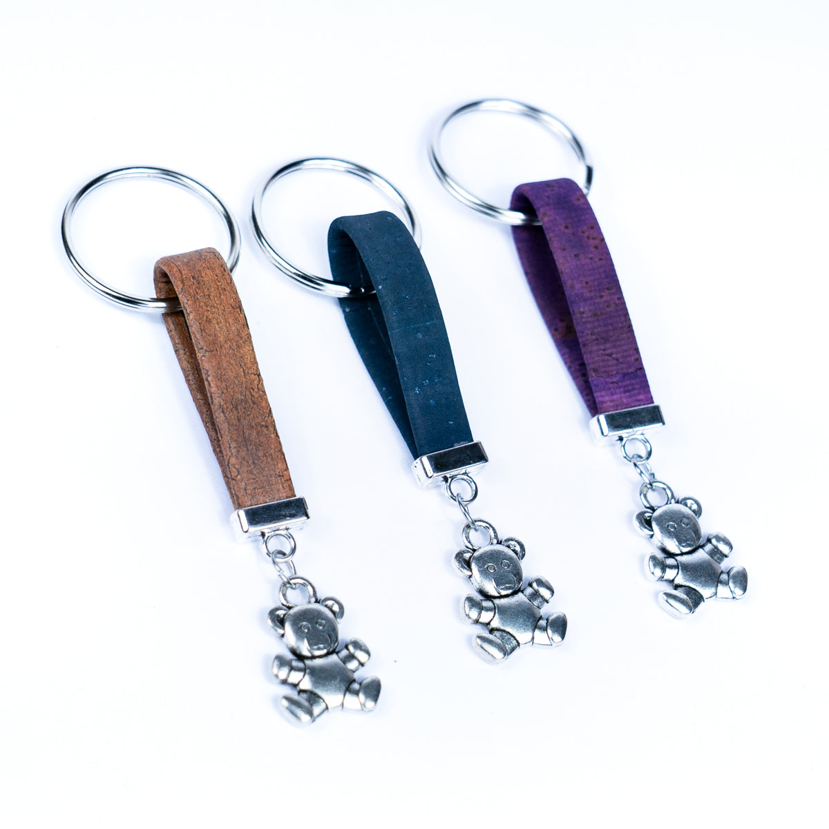 Colorful cork and bear accessories handmade keychains I-096-MIX-10
