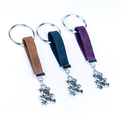 Colorful cork and bear accessories handmade keychains I-096-MIX-10