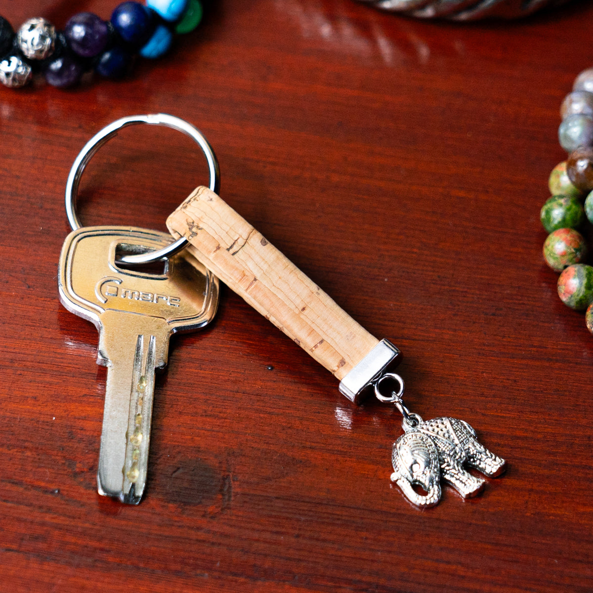 Colorful cork and elephant accessories  handmade keychains I-091-MIX-10