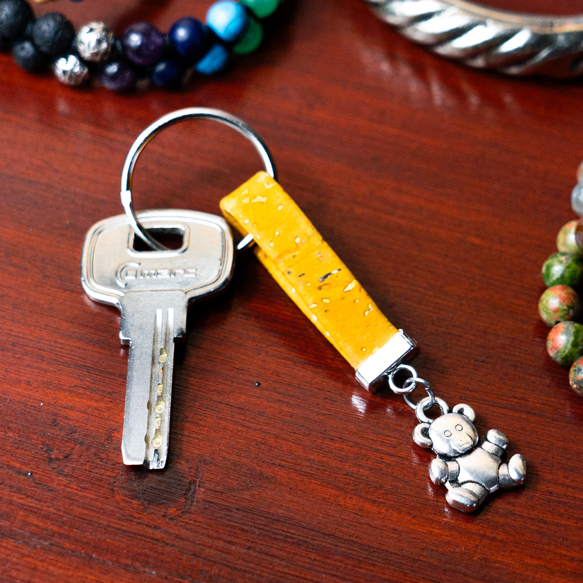 Colorful cork and bear accessories handmade keychains I-096-MIX-10