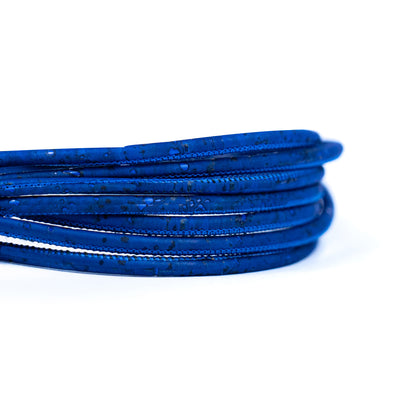 3MM round BLUE cork cord   COR-631(10 meters)