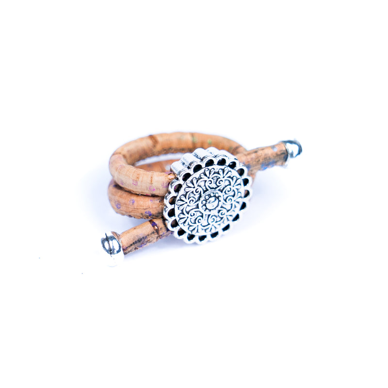 Circulated flower with colorful cork handmade women original natural Cork Rings RW-005-MIX-10