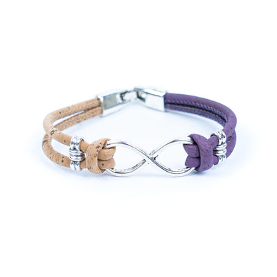 Handmade women's bracelet with colored cork wire and alloy hardware Infinity Symbol DBR-044-MIX-5