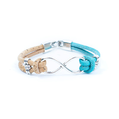 Handmade women's bracelet with colored cork wire and alloy hardware Infinity Symbol DBR-044-MIX-5