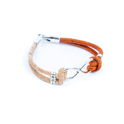 Handmade women's bracelet with colored cork wire and alloy hardware Infinity Symbol DBR-044-MIX-5