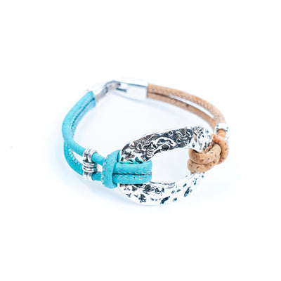 Natural cork cord and alloy hardware ring handmade women's fashion bracelet DBR-043-MIX-5