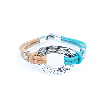 Natural cork cord and alloy hardware ring handmade women's fashion bracelet DBR-043-MIX-5