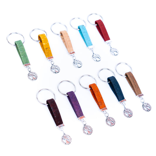 Colorful cork and cute kitten accessories handmade keychains I-098-MIX-10