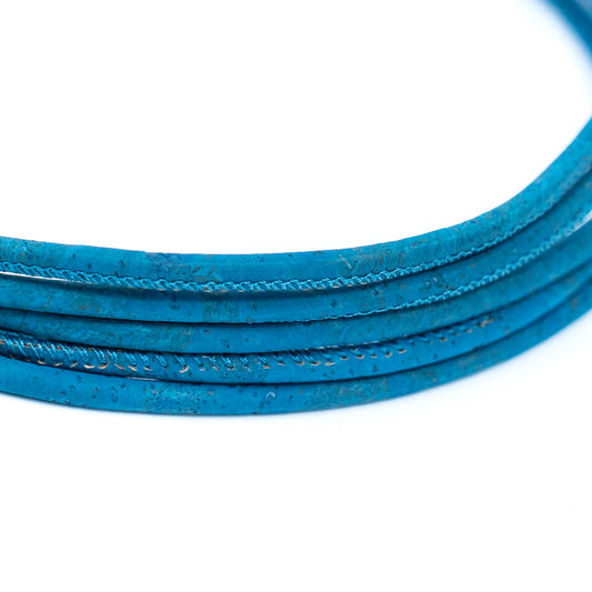 Turquoise  5mm round cork cord COR-641(10 meters)