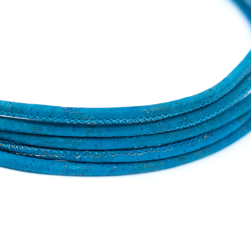 Turquoise  5mm round cork cord COR-641(10 meters)