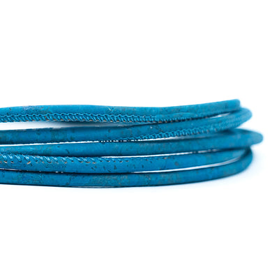 Turquoise  5mm round cork cord COR-641(10 meters)