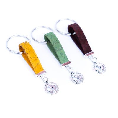 Colorful cork with dolphin pendant accessories handmade keychains I-101-MIX-10