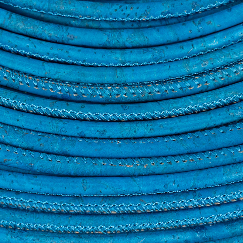 Turquoise  5mm round cork cord COR-641(10 meters)